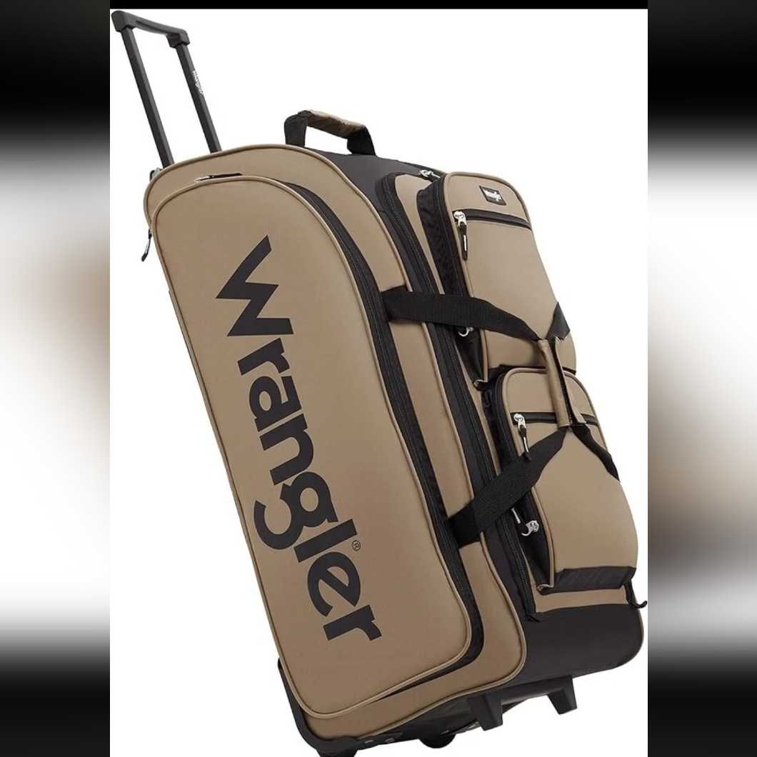 Wrangler Wesley Rolling Duffel Bag 30 Inch Lightweight Large Tannin